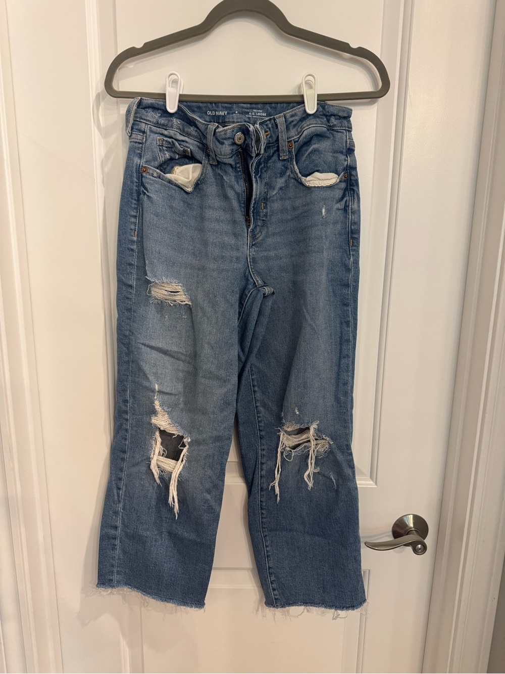 Old Navy Blue Ripped Wide-Leg Jeans